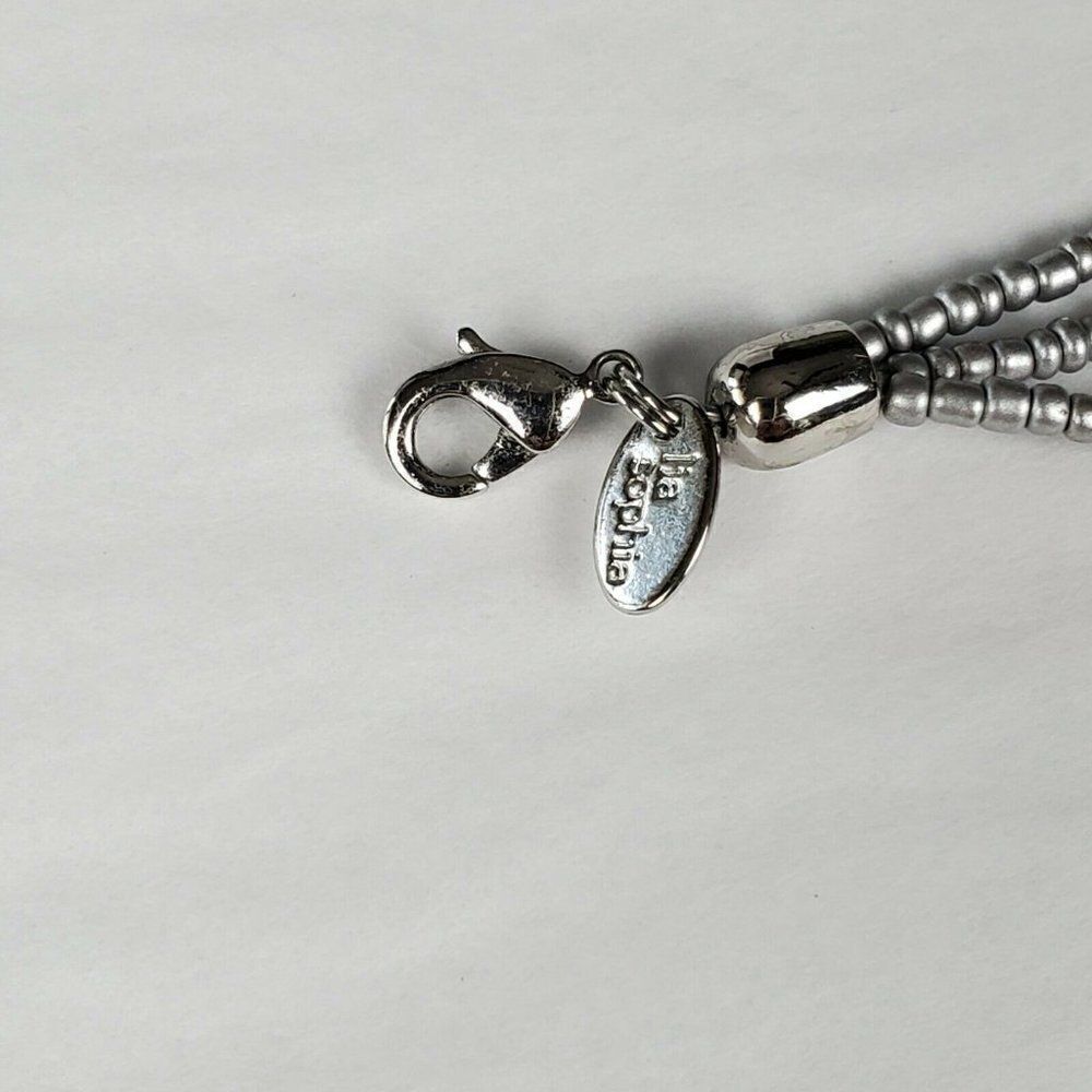 Lia Sophia Multi-Strand Gray‎ Glass Sead Bead Synergy Pendant Necklace Statement - Picture 9 of 10